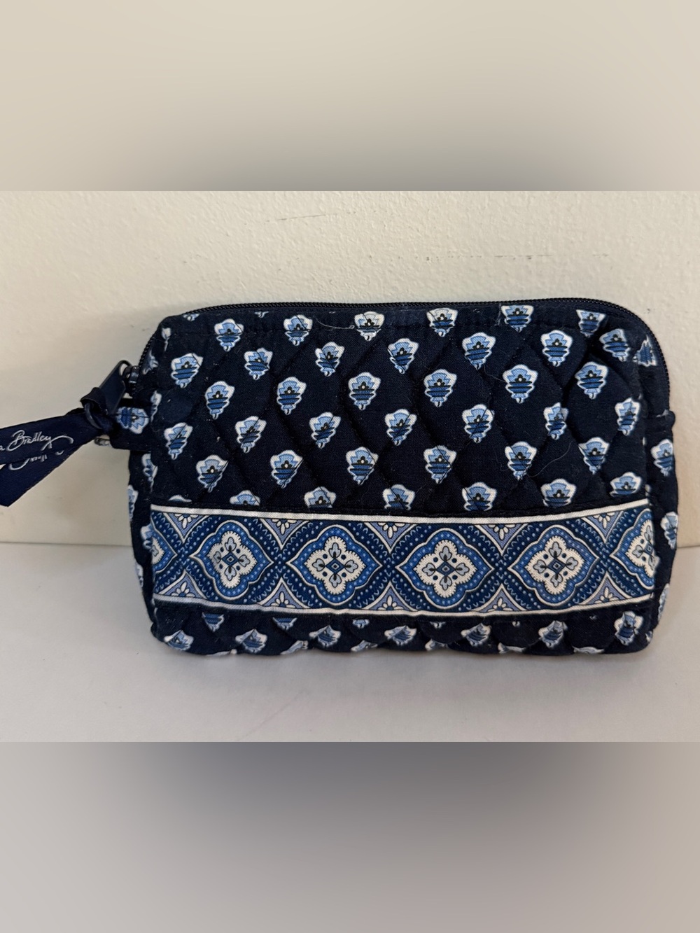 Vera Bradley Cosmetic Makeup Navy Cloth Bag